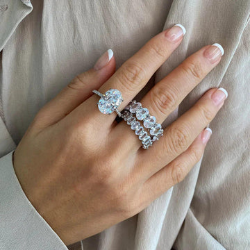 Oval Cubic Zirconia Eternity Ring | Sterling Silver - Camillaboutiqueshop