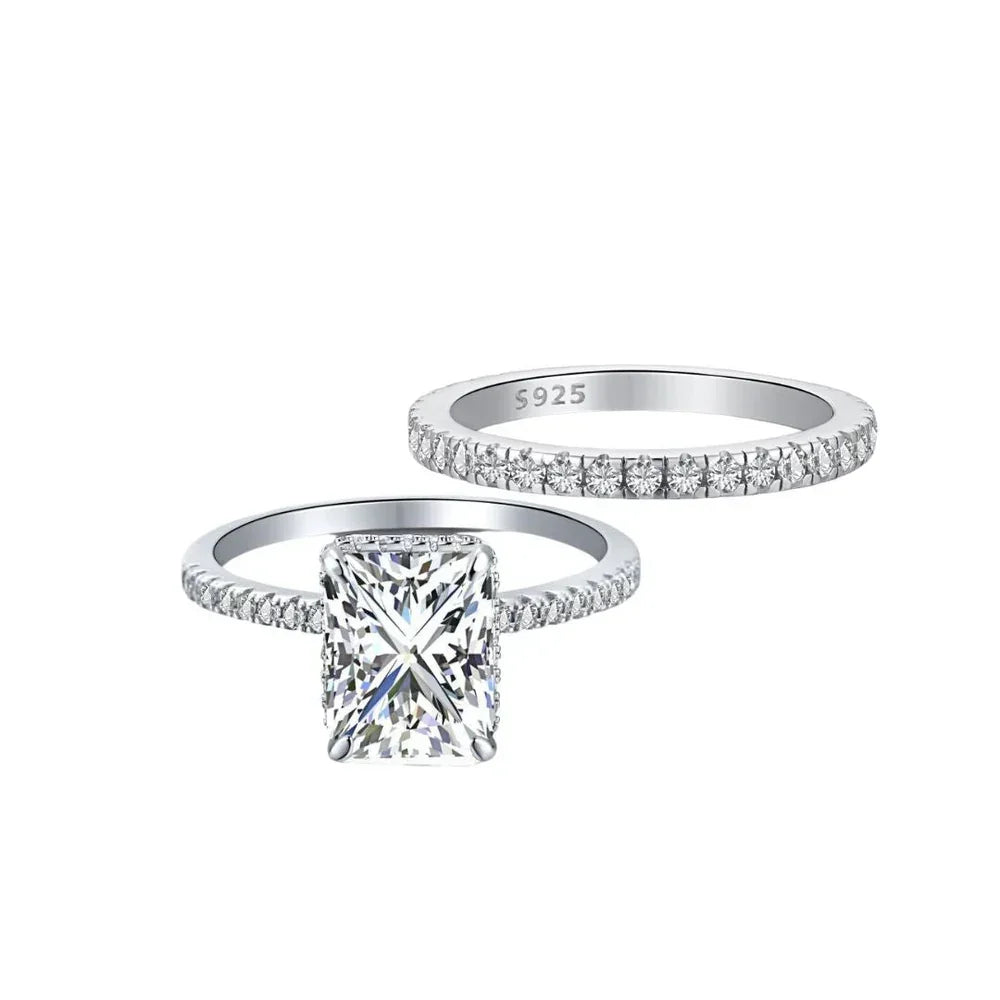 Sterling Silver Dream Radiant Wedding Ring Set - Camillaboutiqueshop