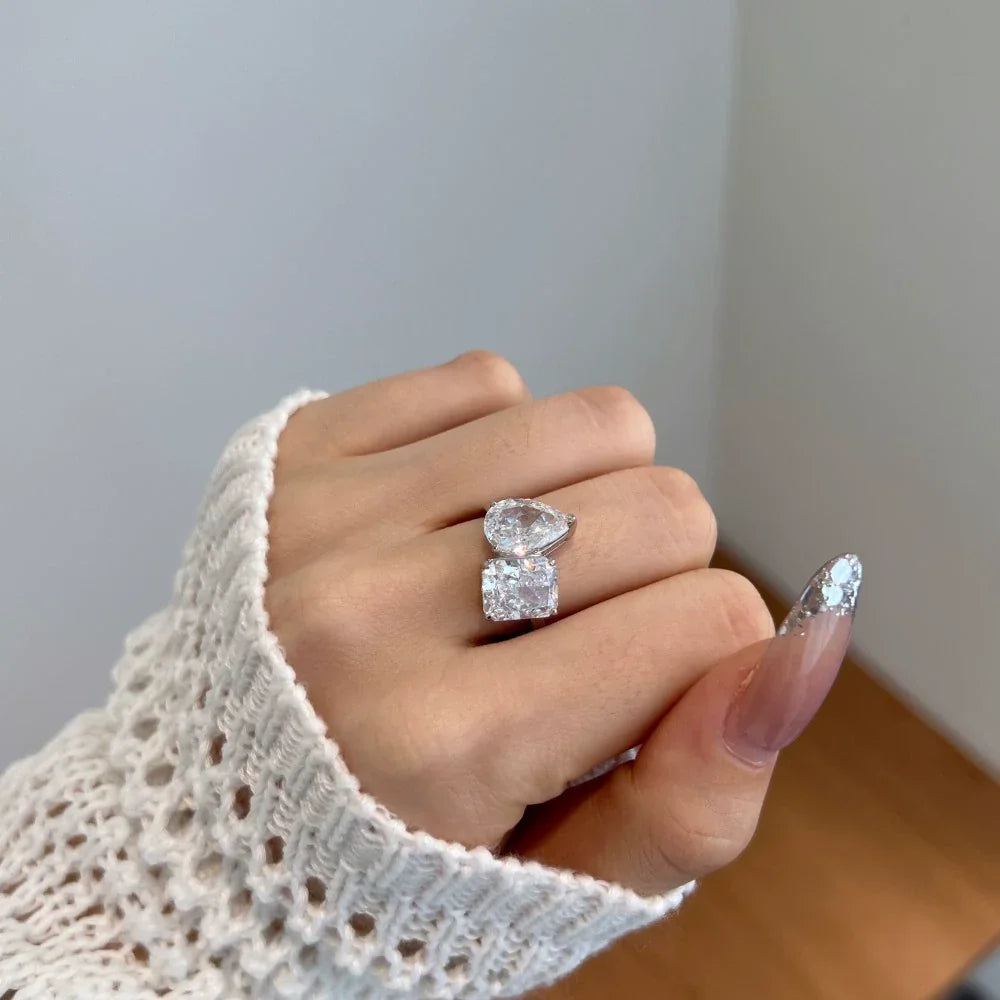 XL Toi Et Moi Crushed Ice Cocktail Ring - Camillaboutiqueshop